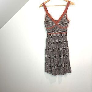 BCBGMaxazria Fit and Flare Dress orange straps with brown stripes Size S NWT